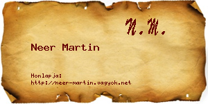 Neer Martin névjegykártya